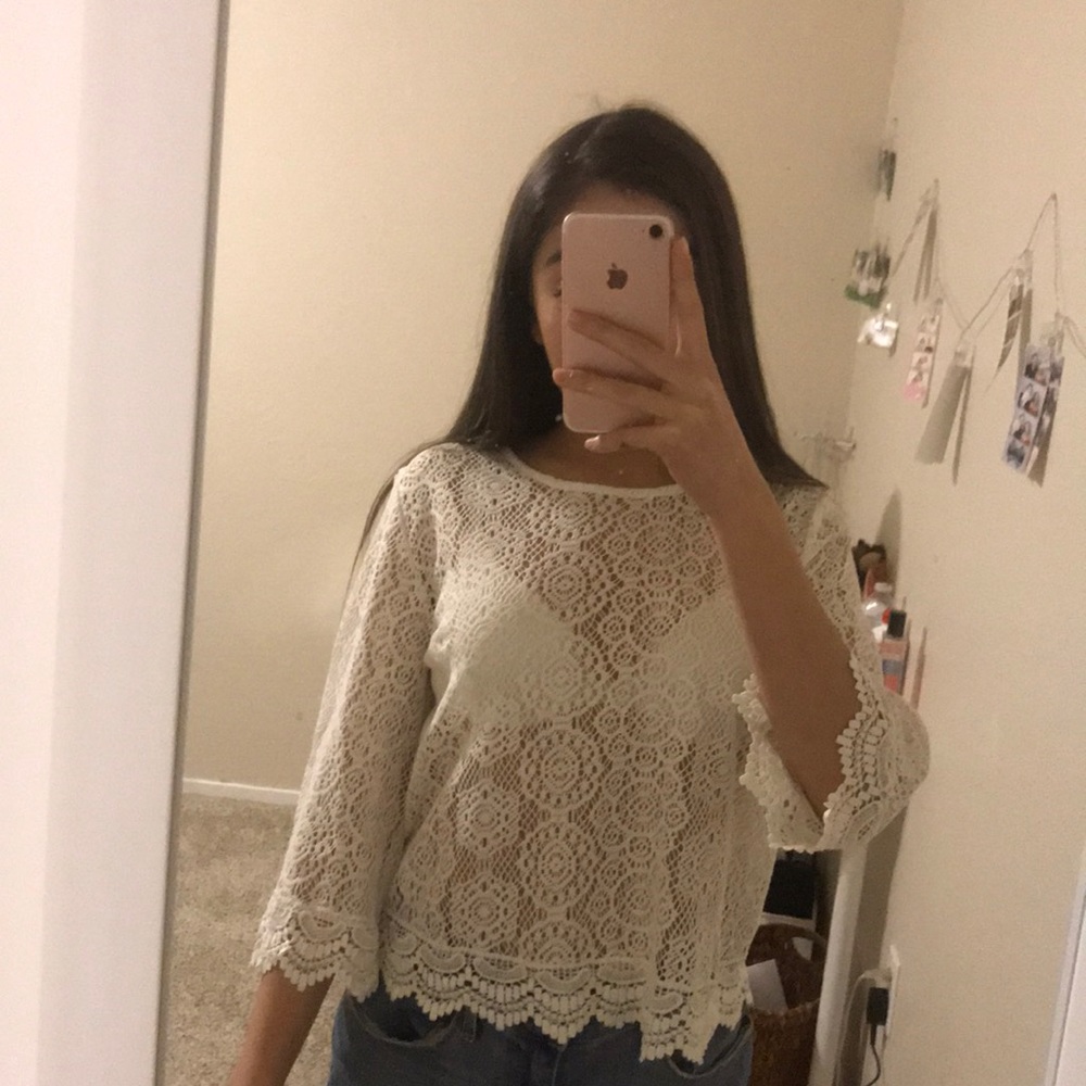 white all over lace top